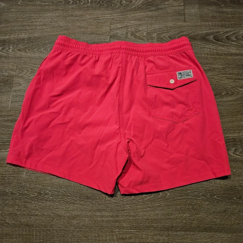 Polo Ralph Lauren Mens L Stretch Slim Fit Swim Trunks Pink Traveler Shorts